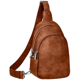 Vantamo Crossbody Bags for Women: RFID Blocking Vegan Bag with Anti-Pickpocket Clip - 03 Bronze - Faux Leather Strap