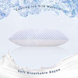 OSBED Cooling Shredded Memory Foam Pillow Standard Size - Adjustable Loft with Gel Beads & Breathable Tencel Cover for Night Sweats Relief(CertiPUR-US & Hypoallergenic & Machine Washable)