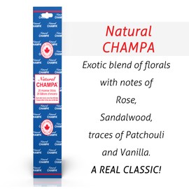 Natural Champa Meditation Incense Set - 140x 60 Minute Sticks with Complimentary Wood Burner - Hand Dipped - Also Perfect for Environmental Scenting and Purification