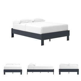 Signature Design by Ashley Simmenfort Vintage Full Platform Bed with Metal Slats, No Box Spring Needed, Blue