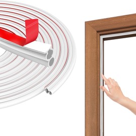 40FT Door Weather Stripping Door Seal, Extra Thick D-Shape Self-Adhesive Rubber Door Insulation Strip,Anti-dust and Noise Reduction,Door Seal Strip for Large Gap（White）