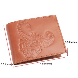 WildWoodNest Leather Men's Wallet – Genuine Leather, Multiple Card Slots, Zipper Pocket, Slim Bifold Design, Elegant & Durable(Scorpion)