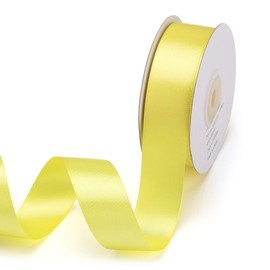 Filan Double Face Satin Ribbon 1 Inch x 25 Yards Double Sided Solid Polyester Ribbon for Gift Wrapping Party Hair Braids Bow Shower Decoration floral Arrangement Craft Supplies, Lemon