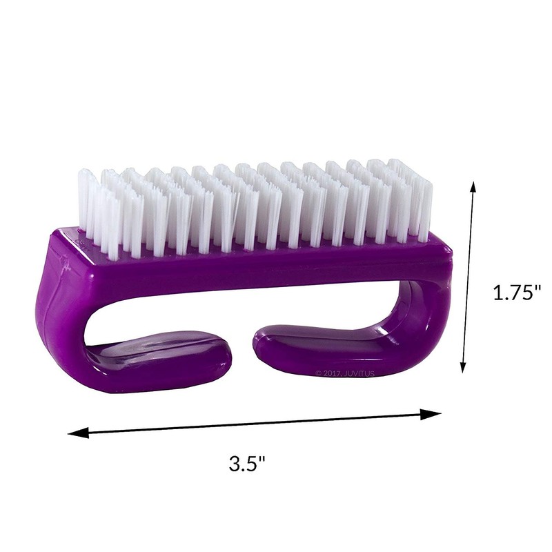 Nail Brush with Durable Plastic Handle - Purple, 10 Pack