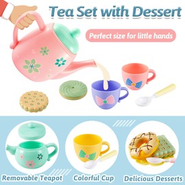 LINFUN KIDS Afternoon Tea Set Play Toy, Role Play Ice Cream Food Toys, 3 4 5 Year Old Girl Gift