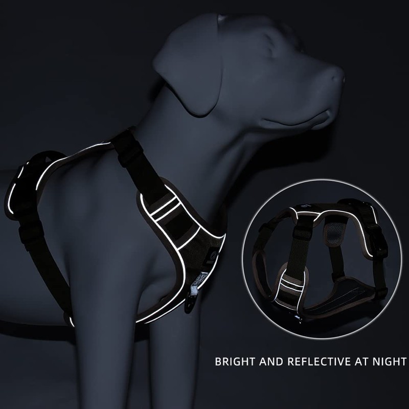 SEVENPENCE Dog Harness No Pull Pet Vest Harness with 2