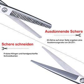 Hair Scissors, Hairdressing Scissors Set, 2 Ultra Sharp Scissors Made of Stainless Steel, Men's Beard Scissors, Pet Hair Scissors, Professional Hairdressing Accessories, Perfect Haircut for Men and Women (440C)