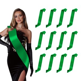 12pcs Sash Green Sash Girl Scout Sash With Badges Blank Sashes for Pageants Make Your Own Sash for Graduation Bride Sash Birthday Sash for Women Prom Queen Sash Homecoming Court Sashes Pageant Sash