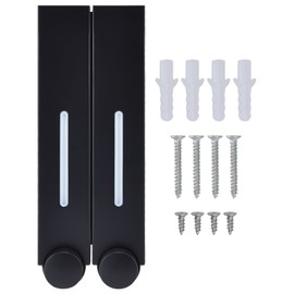 Manual Soap Pump Refillable Wall Mount Press Shampoo Soap Dispenser for Hotel 2x420mlBlack