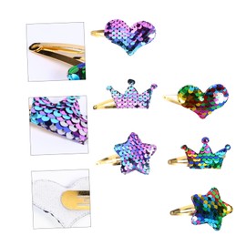 12Pcs Heart Shaped Sequins Hair Clips for Creative Rainbow Gradient Hairpins Cute Crown Star Design Hair Accessories