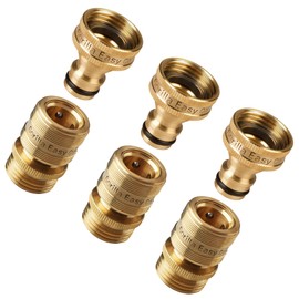 Garden Hose Quick Connect Fittings ¾ Inch GHT Solid Brass Leak Proof to 200 PSI Heavy Duty