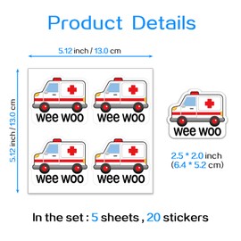 YAZMEEN 20 Pcs Funny Medical Nurse Stickers 2.5'' Wee Woo Ambulance Gifts Stickers for EMT EMS Paramedic Nurse Doctor Ambulance Driver Nursing Stickers Decals for Water Bottle Laptop Phone Envelope