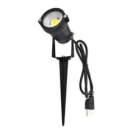 J.LUMI GSS6005 LED Spotlight 5W, 120V AC Line Voltage, 3000K Warm, Metal Construction with Ground Stake, Landscape Spot Light, Outdoor and Indoor Use, 3-ft Cord with Plug, Black