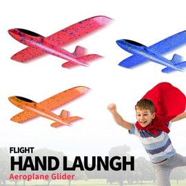 Highttoy Throwing Foam Airplane Toy for Boys,Children Aircraft Glider Toy for 3-12 Years Old Kids Birthday Gifts Hand Launched Model Foam Plane Glider Outdoor Flying Plane Glider Toys for Kids Blue