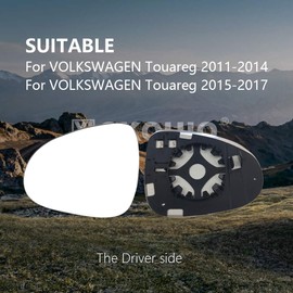 Driver Side Mirror Replacement Glass for Volkswagen VW Touareg 2011-2017,Backing Plate Power Heated Left Side View Mirror Glass for Volkswagen VW Touareg 2011 2012 2013 2014 2015 2016 2017