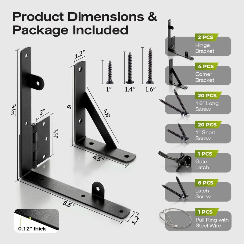YQE 2 Sets Anti Sag Gate Kit for Wooden Fence,