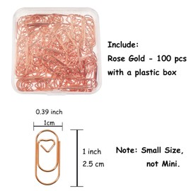 100 Pcs Small Heart Paper Clips, Rose Gold Paperclips, Cute Wedding Invitation Paper Clips