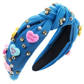 scicent Sparkly Headbands for Women Crystal Beaded Hair Bands Fashion Glitter Pearl Head Bands Rhinestone Headband Purple Non-Slip Hairbands Knotted Hairbands for Women - 26217