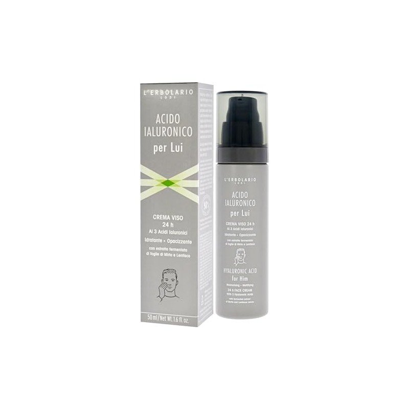 Hyaluronic Acid Moisturisin Mattifying Face Cream by LErbolario for Men