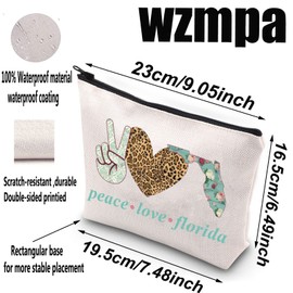 WZMPA Florida Girl Cosmetic Makeup Bag Florida Vacation Gifts Peace Love Florida Zipper Pouch Bag For Women Girls, Peace Florida, Fit