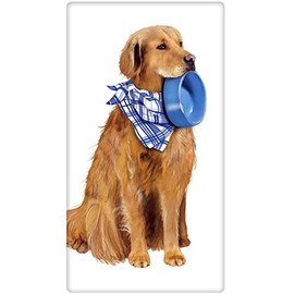 Mary Lake Thompson Golden Retriever Dog Dish Dog Flour Sack Cotton Kitchen Dish Towel - 30" x 30" Design