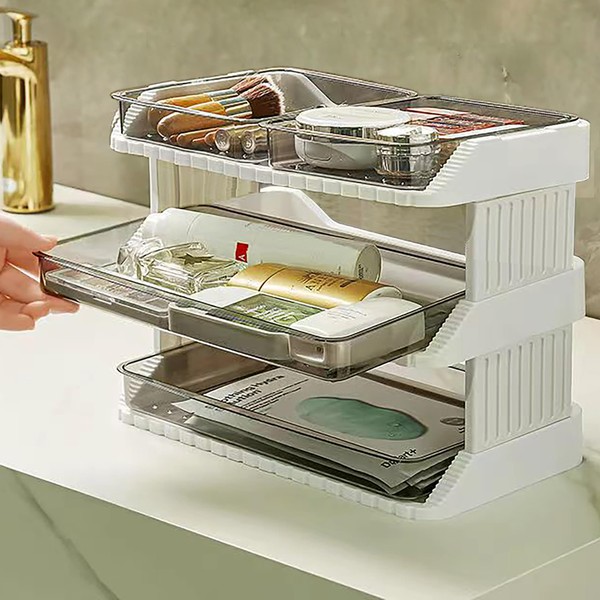 Makeup Organizer for Vanity, Detachable Cosmetics Organizer and Storage, Cosmetic