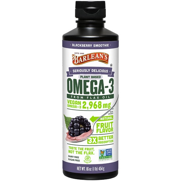 Barlean's Barlean's BlackBerry Flaxseed Oil Liquid, Vegan Omega 3 6