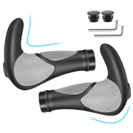 Ergonomic Bicycle Grips Non-Slip Handlebar Grips Bicycle Handlebar MTB Grips Handlebar Grips Bicycle Two Side Lock Bicycle Grips Universal 22 mm Black and Grey