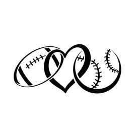 I “Heart Football – Baseball” | Vinyl Decal by Check Custom Design | Sports Fan | Sports Lover | Touchdown | Homerun | Team Sports | Multiple Colors and Sizes