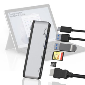 Surface Pro 9/10/11 Accessories with 4K HDMI, 100W USB C Thunderbolt 4 (Display + 40Gbps + PD), USB 3.0 x 2, TF/SD Card Slot, Dual Monitor Docking Station (HDMI + USB C) for Surface Pro 11/Pro 10/Pro