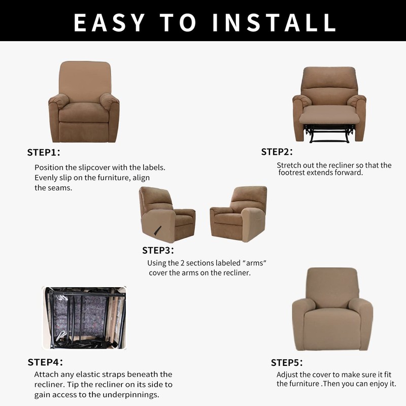 Easy-Going 4 Pieces 100% Dual Waterproof Recliner Cover Stretch Soft