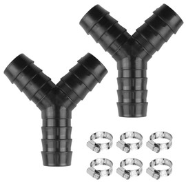 SANTUO 2 Way Hose Splitter for Pipes. Washing Machine Hose and Waste Pipe Connector Universal Hose Connector for Dishwasher Drain Pipes (Includes Clamps, Fits 16-27mm Hoses)