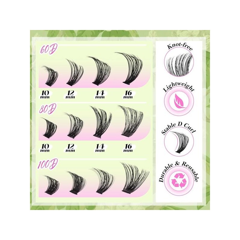 D-Curly 초보자를 위한 D-Curly 클러스터 속눈썹 연장 480Pcs 볼륨 DIY