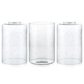 Skelang Clear Glass Shade, Seeded Light Shade, Lampshade with 1-5/8 Inches Fitter, Cylinder Replacement Shade for Pendant Light, Chandelier, Wall Sconces, Vanity Lights, Pack of 3