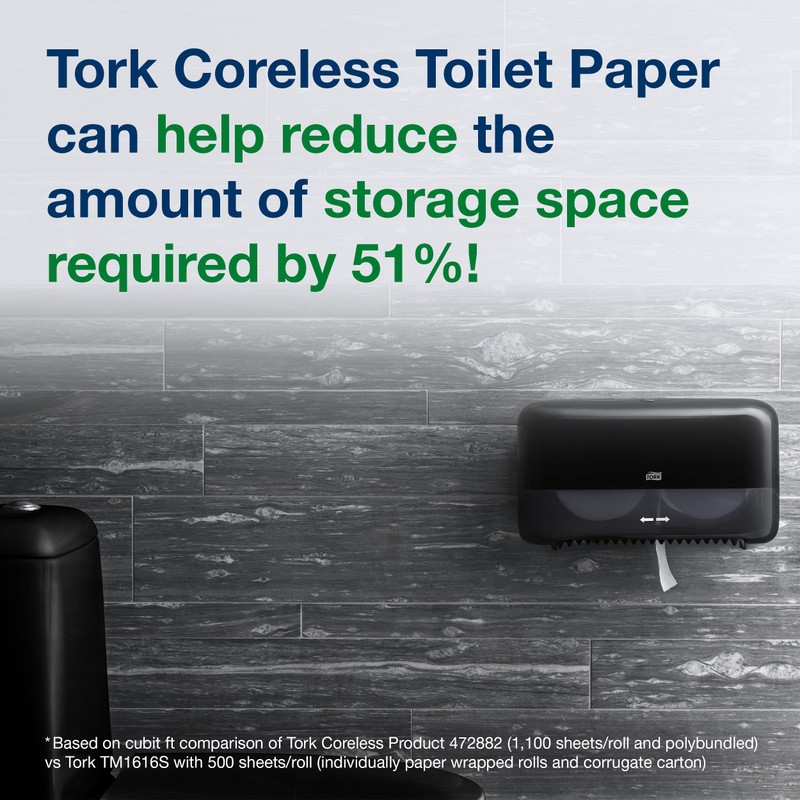 Tork OptiServe 2-Roll Coreless Toilet Paper Dispenser Black T7/T5, Vertical