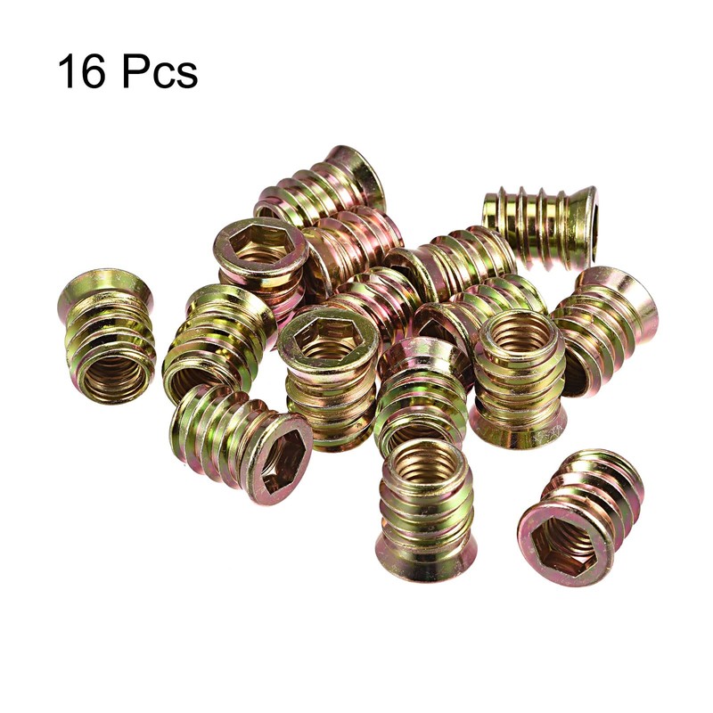 sourcing map M10x20mm Threaded Inserts for Wood Hex Socket Drive