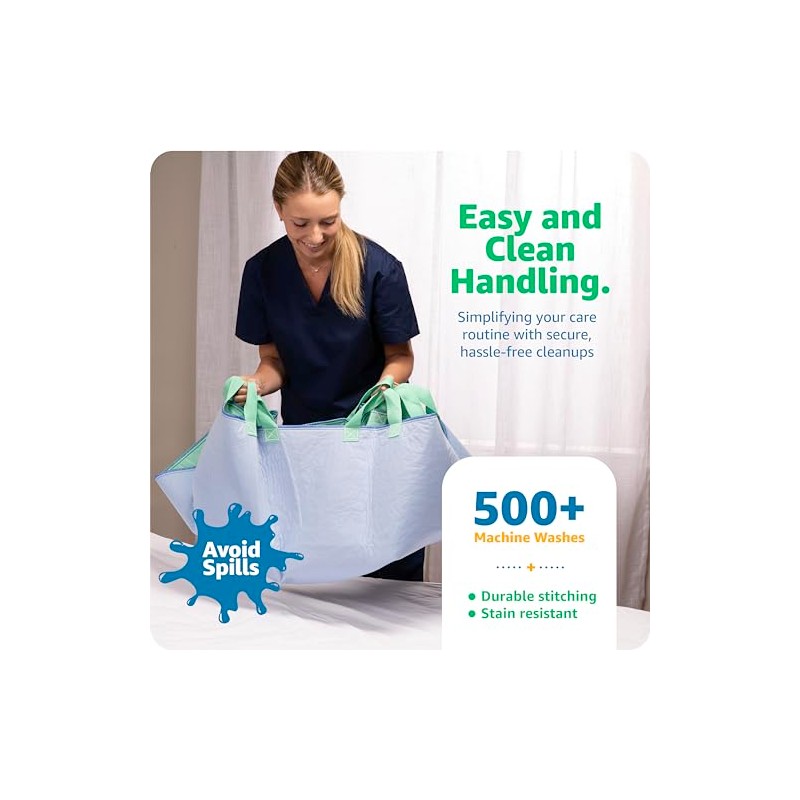 Improvia Positioning Bed Pad, with 8 Reinforced Handles, Quick-Drying, Washable,