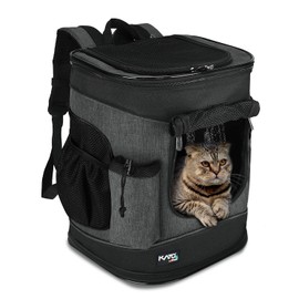 Tirrinia Pet Backpack Carrier for Small Cats & Dogs | Two-Sided Entry Airline-Approved, Padded Back Support Travel Carriers for Hiking, Walking, Cycling & Outdoor