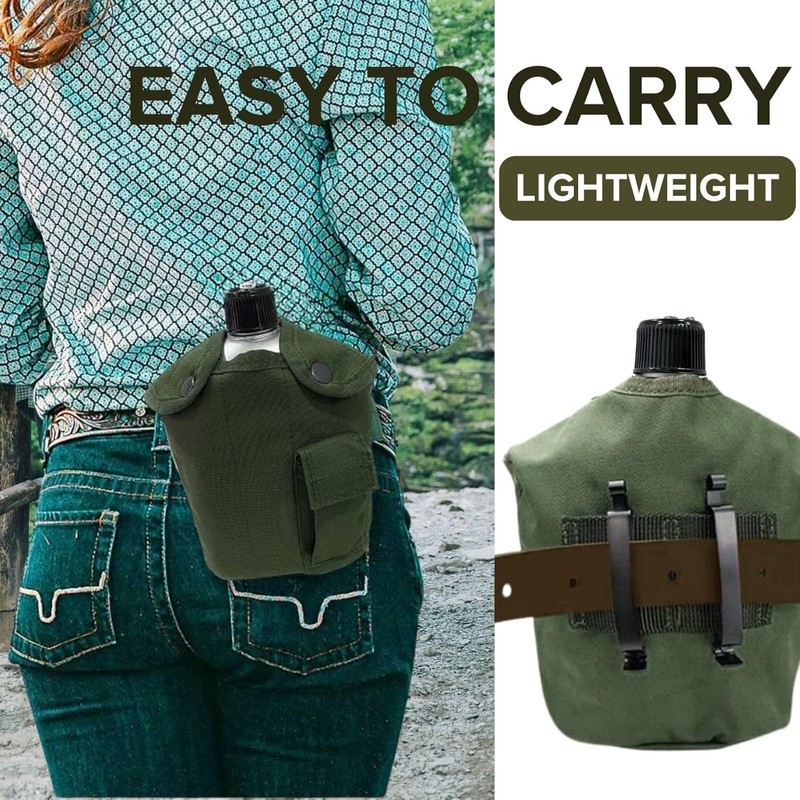 BeGrit Military Canteen Army Canteen WWII US G.I. Style Canteen