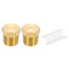 PATIKIL 1/4" NPT Male Brass Pipe Plug Fitting Set, 2Pcs