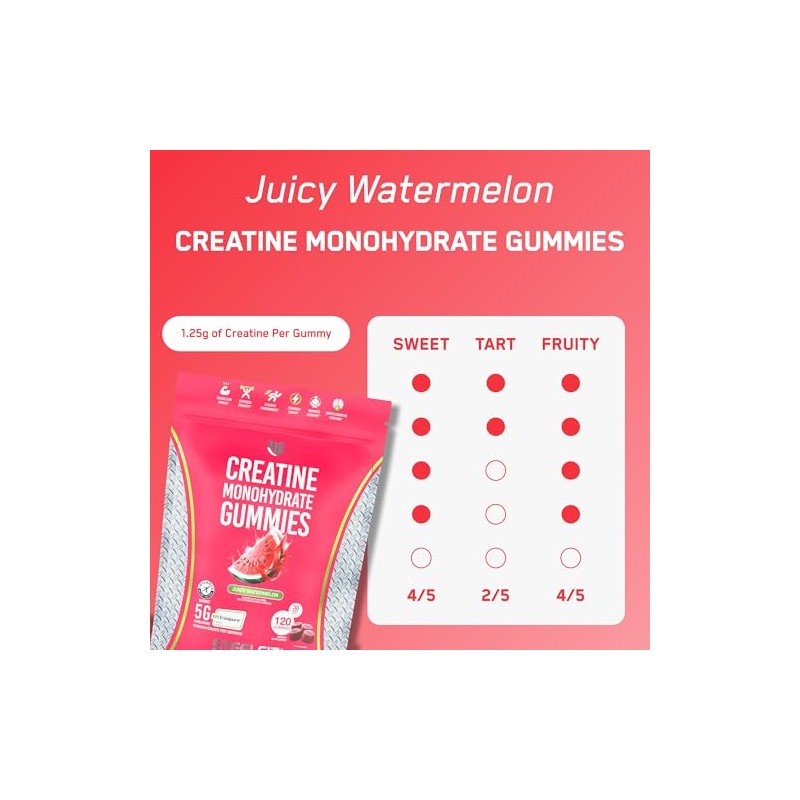 SteelFit Creatine Gummies (Creapure) 120 pack Juicy Watermelon