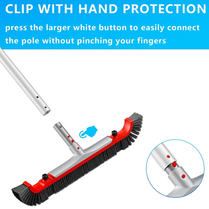 Pool Brush Head for Cleaning Walls,Heavy Duty Inground/Above Ground Aluminum