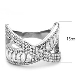 YourJewellerybox Ladies crossover ring marquise band studded cz stainless steel silver new 361 (j)
