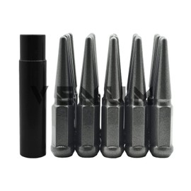 20 Pc Gun Metal Spike Lug Nuts Powder Coated | Steel | 4.5" Tall | M14x1.5 Thread Pitch + 1 Key Works With2015-2020 Mustang Ecoboost 5.0 5x4.5 Aftermarket Wheels