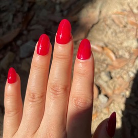 Red Press On Nails Short - Press on Nails Red Oval Soft Gel Fake Nail Kit With Nail Glue,30-Piece-15 Sizes Durable Reusable Press On Nails for Women Gift(cherry red)