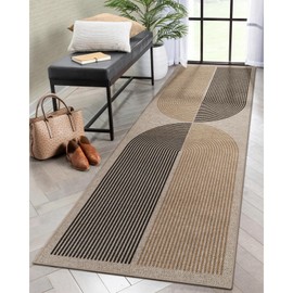 Lahome Modern Rainbow Easy Jute Rug, 2x8 Hallway Runner Washable Rugs for Entryway Farmhouse Kitchen Rug, Non Slip Indoor Outdoor Carpet Contemporary Throw Door Mat for Bedroom Porch