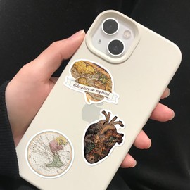 50Pcs Vintage Travel Clock Maps Stickers, Aesthetic Retro Clocks Watches Map Vinyl Decals for Kids Teens Adults, Travel World Sticker for DIY Laptops Computer Guitar Journal