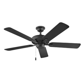 Hinkley Metro 52" Indoor/Outdoor Dual Mount Ceiling Fan with Remote - Flush Mount or Suspended by 4.5" Down Rod, Reversible Wooden Fan Blades - Matte Black