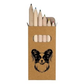Azeeda 6 x 'Papillon Dog' Short 85mm Pencils/Coloured Pencil Set (PE00067486)