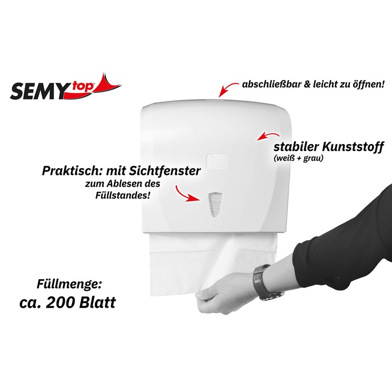 SemyTop ST-5010 Folding Hand Towel Dispenser, White, 255 x 240